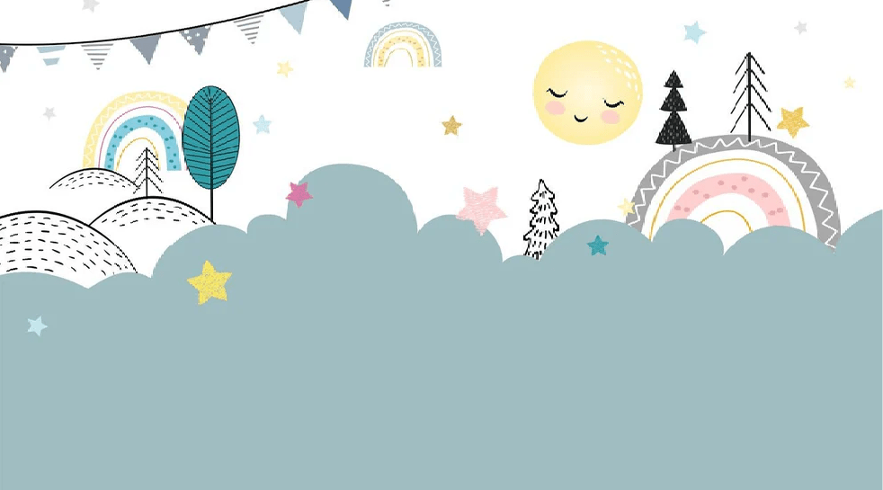 Papel pintado para habitación infantil azul y noche tranquila