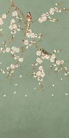 Papel pintado sakura zen verde