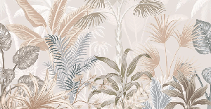 Papel pintado panorámico jungla terracota