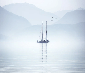 Papel pintado lago Annecy navegación