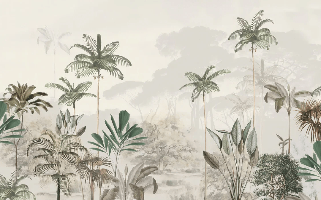 Papier peint panoramique jungle eden vert