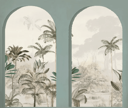 Papier peint arches luxuriantes vert - Muralconcept