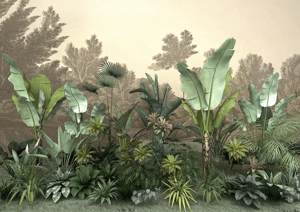 Papel pintado restaurante jungle trend indonesia