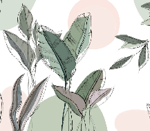 Papier peint panoramique végétal graphique vert