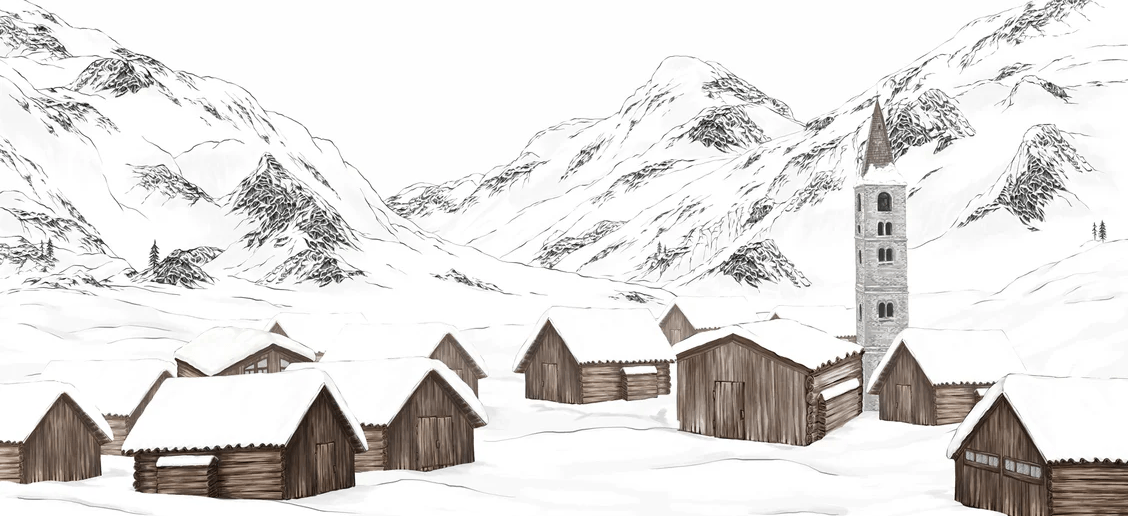 Papier peint village val d'Isère, XXL, tendance