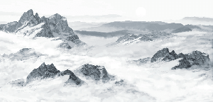 Papier peint panoramique montagne bleu - Muralconcept