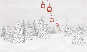 Papel pintado montaña telecabina roja