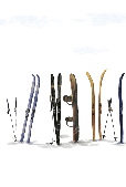 Papier peint panoramique skis colorés