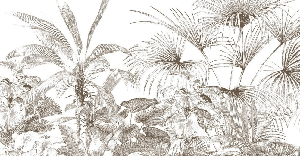 Papel pintado grabado monocromo tropical