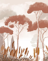 Papier peint cyprès pins et herbes de la pampa terracotta, XXL, tendance