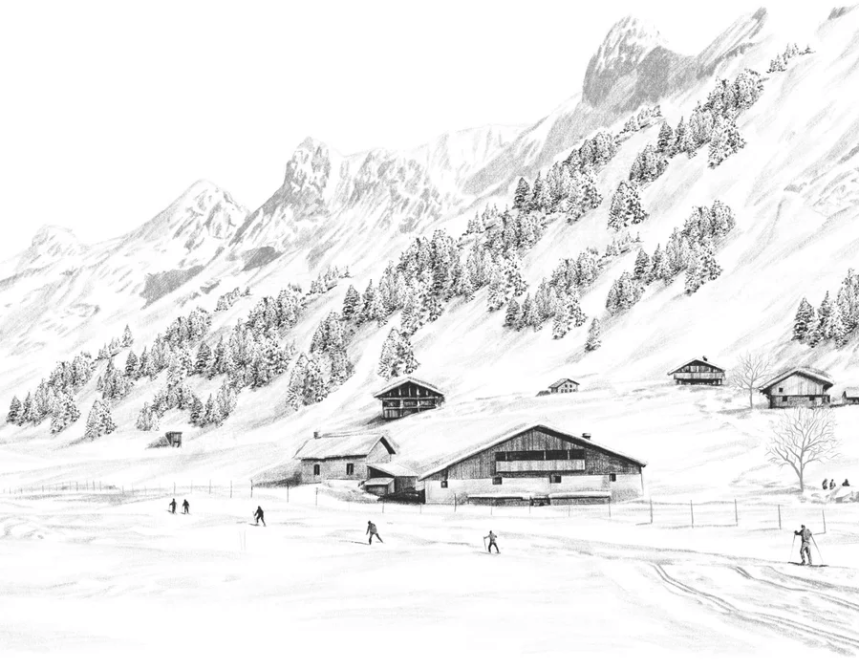 Papier peint Clusaz ski fond montagne Confins