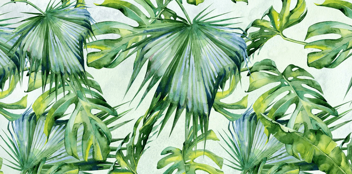 Papel pintado Hojas verdes