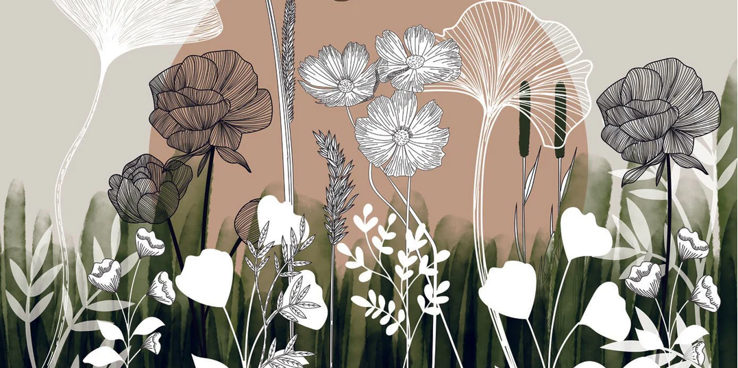 Papier peint panoramique illustration florale