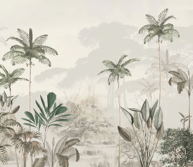 Papel pintado panorámico jungla eden verde