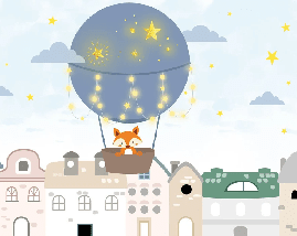 Papier peint renard et montgolfière - Muralconcept