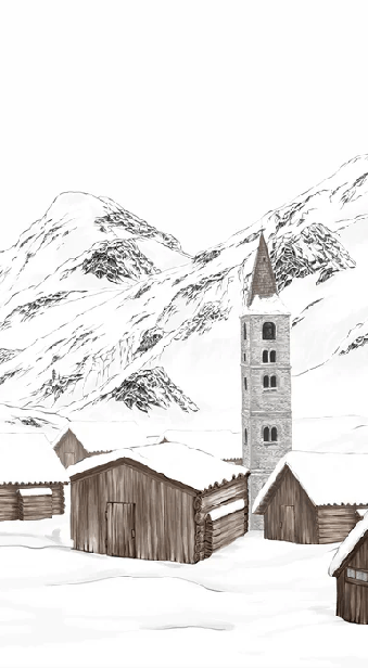 Papier peint village val d'Isère