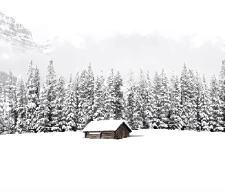 Papier peint panoramique chalet en montagne