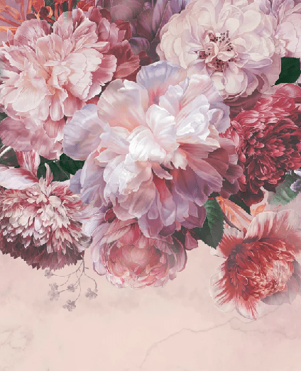 Papier peint panoramique pivoines rosé - Muralconcept