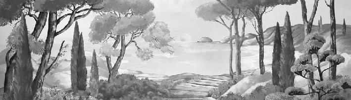 Papel pintado «Paseo por las calas» en blanco y negro