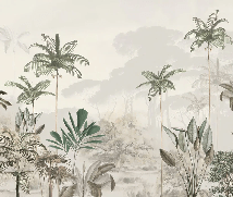 Papel pintado panorámico jungla eden verde