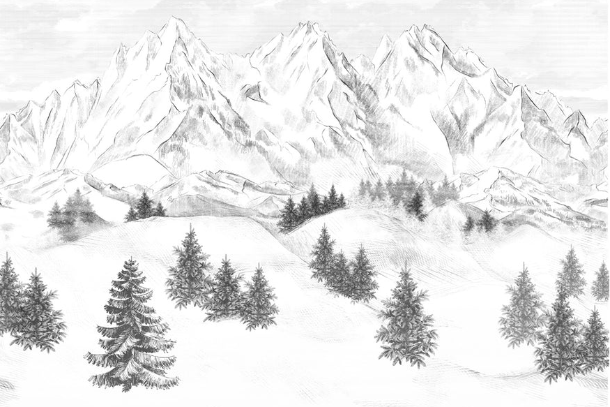 Papel pintado con las cumbres de Chamonix