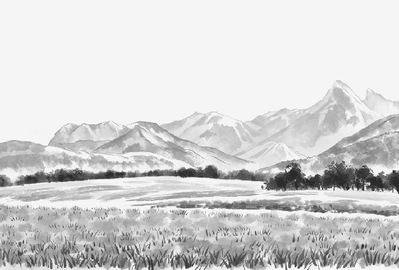 Papier peint panoramique les Mémises – Vue alpine d’exception en noir et blanc - Muralconcept
