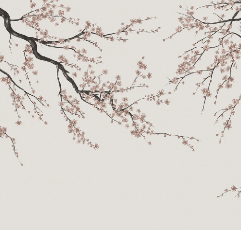 Papier peint panoramique Sakura beige - Muralconcept