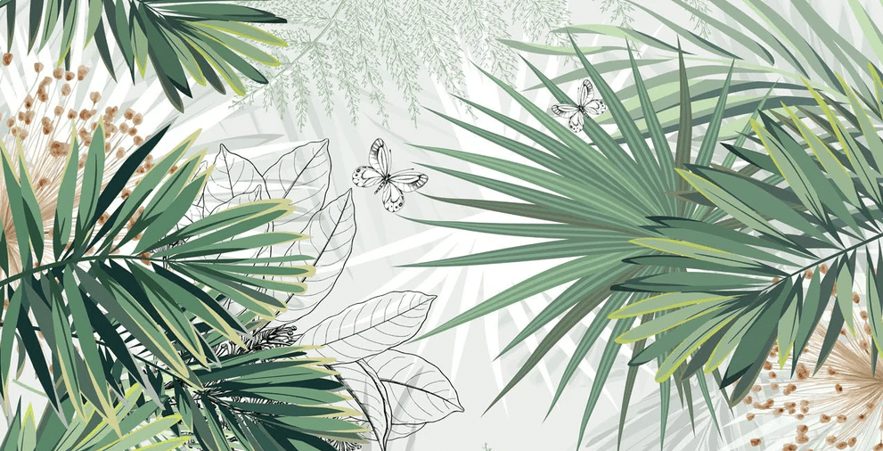 Papel pintado para baño Nature Green Palm