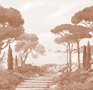 Papel pintado «Paseo por las calas» terracota