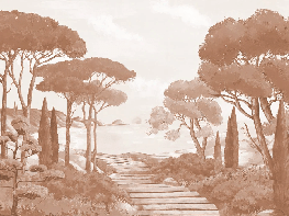 Papier peint balade dans les calanques terracotta