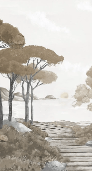 Papier peint balade dans les calanques brun