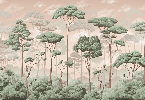 Papel pintado panorámico Voluptuoso bosque de jazmines y pinos