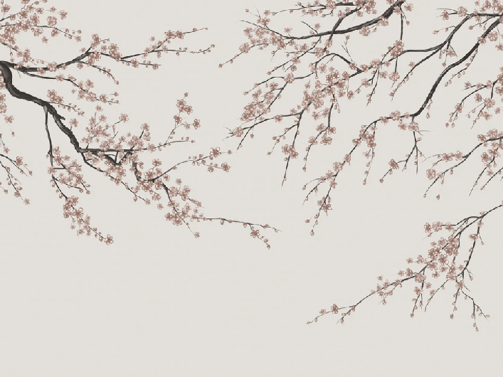 Papier peint panoramique Sakura beige