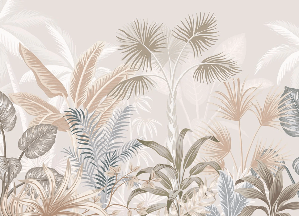 Papel pintado panorámico jungla terracota