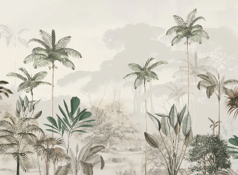 Papel pintado panorámico jungla eden verde