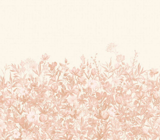 Papier peint fleurs au pinceau sépia - Muralconcept
