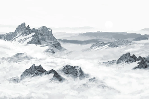 Papier peint panoramique montagne bleu