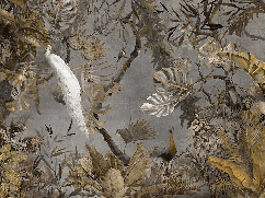 Papier peint panoramique paon blanc impérial - Muralconcept