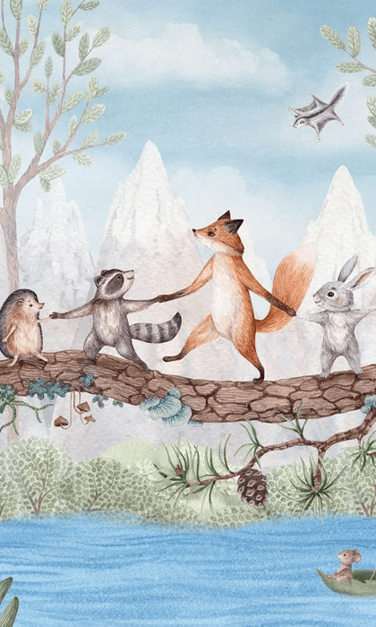 Papier peint enfant - Aventure animale - Muralconcept