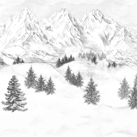 Papier peint montagne sommets de Chamonix - Muralconcept
