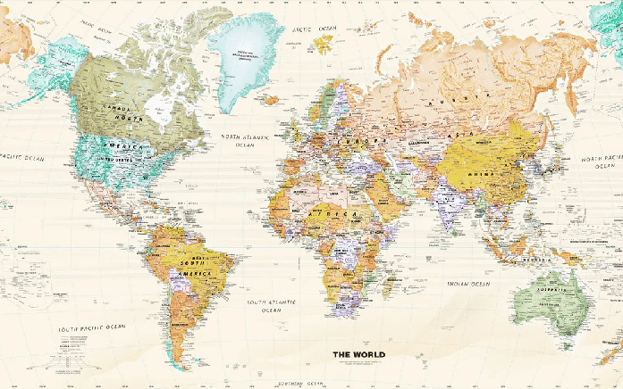 Papel pintado original con mapa del mundo