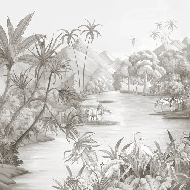 Papel pintado panorámico selva pintoresca