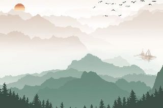 Papier peint montagne dans brume terracotta - Muralconcept