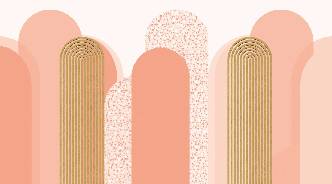 Papier peint Art déco graphique tendance rosé