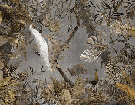 Papel pintado panorámico Pavo real blanco imperial