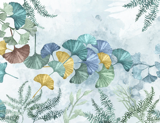 Papel pintado panorámico ginkgo biloba japonés