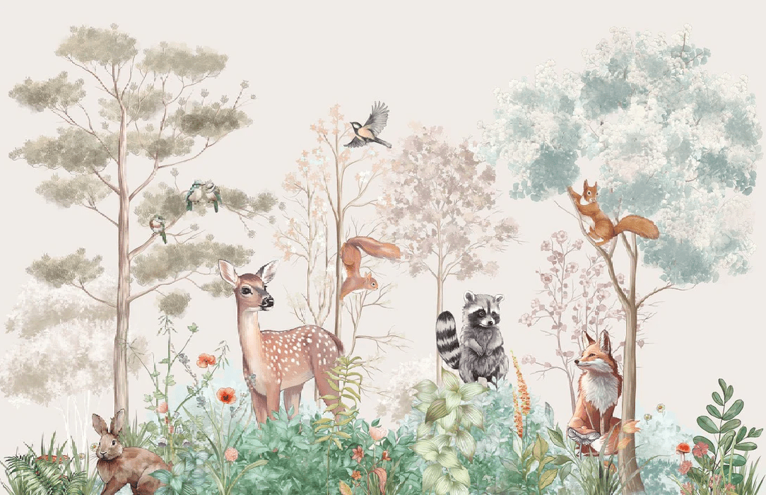 Papel pintado para habitación infantil «Naturaleza mágica» beige