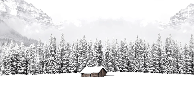 Papier peint panoramique chalet en montagne