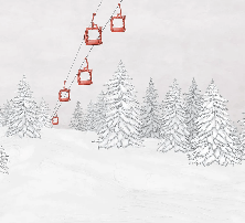 Papel pintado góndola roja montaña
