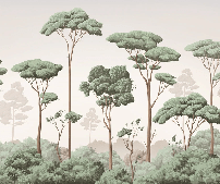 Papier peint brise légère pinède